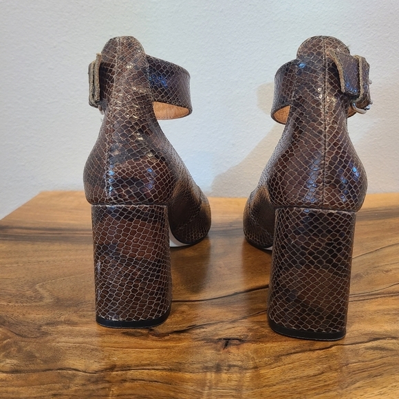 Shoe the Bear Snakeskin Ankle Strap Heels - Picture 5 of 13